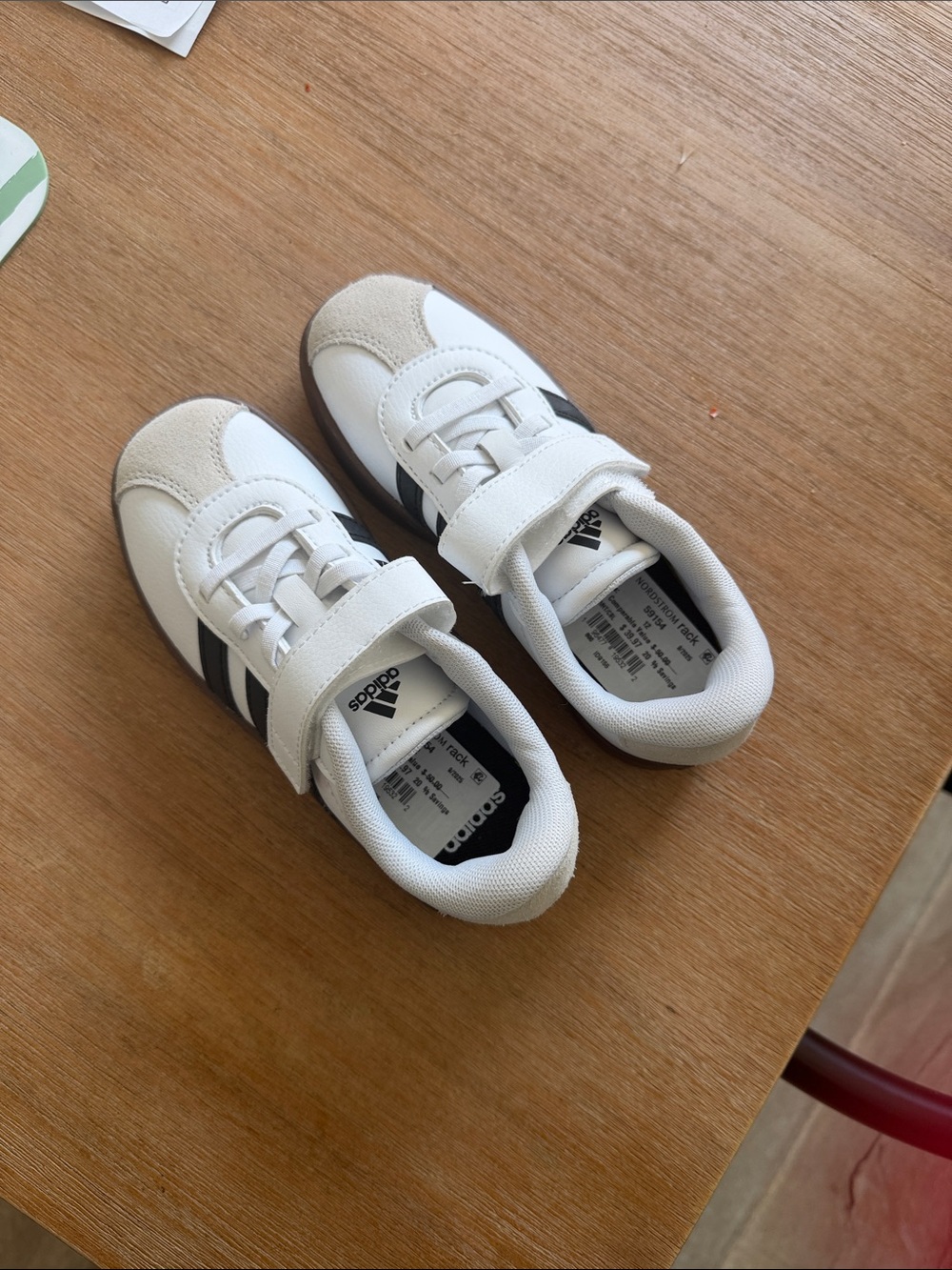 adidas Kids White, Black & Beige Velcro Athletic Sneakers